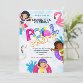 Summer Girls 9e verjaardag Pool Kaart (Staand voorkant)