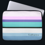 Summer girmaid geïnspireerd stripe kleurful laptop sleeve<br><div class="desc">Verse patroon in roze,  paars,  groen,  wit en blauw.</div>