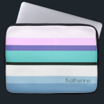 Summer girmaid geïnspireerd stripe kleurful laptop sleeve<br><div class="desc">Verse patroon in roze, paars, groen, wit en blauw.</div>