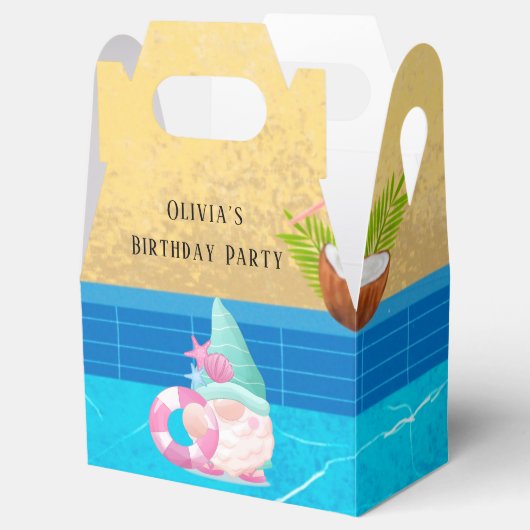 Summer Gnome Pool Birthday Party Bedankdoosjes (Geopend)