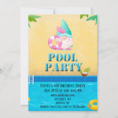Summer Gnome Pool Birthday Party Invitation Kaart (Voorkant)