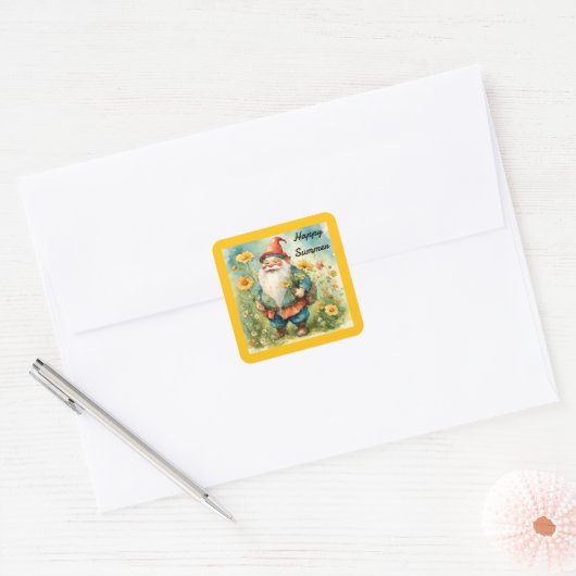 Summer Gnome Square Sticker (Envelop)