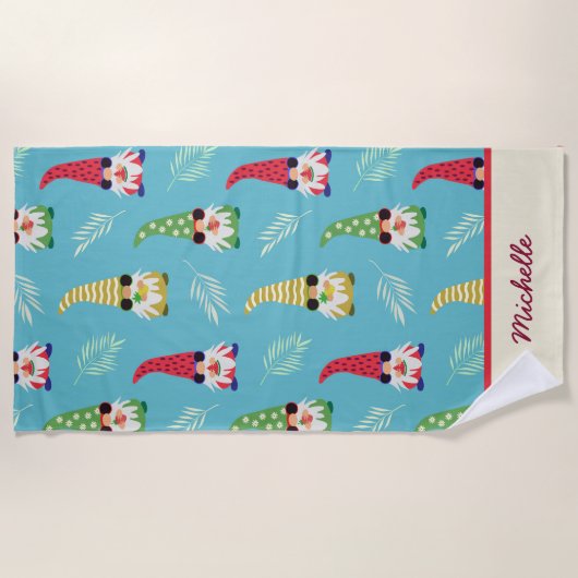 Summer Gnomen Holding Fruits Pattern Custom Strandlaken (Voorkant)