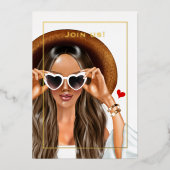 Summer Gold Bachelorette Party Folie Uitnodiging (Voorkant)