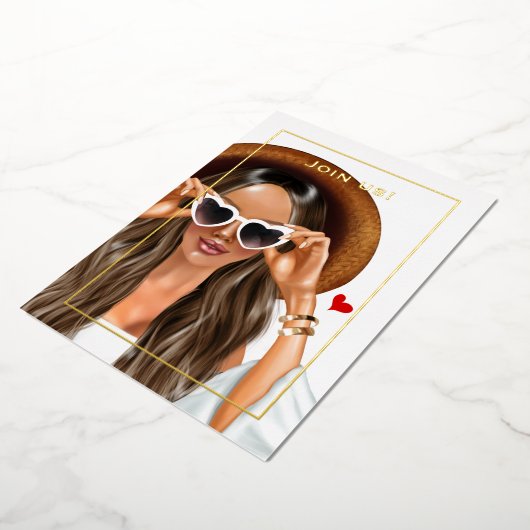 Summer Gold Bachelorette Party Folie Uitnodiging (Gedraaid)