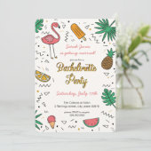 Summer Gold Flamingo Pineapple Bachelorette Party Kaart (Staand voorkant)