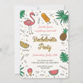 Summer Gold Flamingo Pineapple Bachelorette Party Kaart (Voorkant)