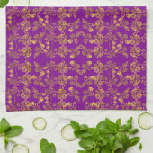 Summer Golden Glitter Falling Flowers pattern Theedoek (Gevouwen)