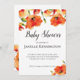 Summer Golden Poppy Baby shower Kaart