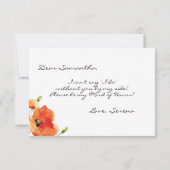 Summer Golden Poppy Bridesmaid Maid of Honor Kaart (Achterkant)