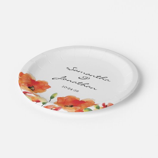 Summer Golden Poppy Wedding Papieren Bordje (Gekanteld)