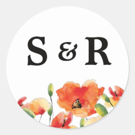 Summer Golden Poppy Wedding Ronde Sticker