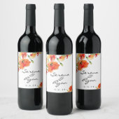 Summer Golden Poppy Wedding Wijn Etiket (Flessen)