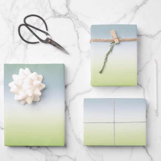 Summer Gradient Cool Blue Green Ombre Inpakpapier Vel (Voorkant)
