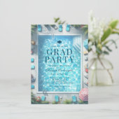 Summer Graduation Pool Party Invitations Kaart (Staand voorkant)