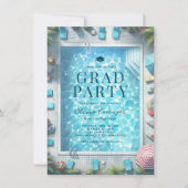 Summer Graduation Pool Party Invitations Kaart (Voorkant)