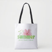 Summer Grateful Blessed Pink Flower Waterverf Tote Bag (Voorkant)