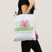 Summer Grateful Blessed Pink Flower Waterverf Tote Bag (Dichtbij)