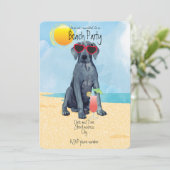 Summer Great Dane Beach Party Invitation Feestdagenkaart (Staand voorkant)