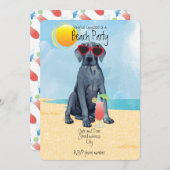 Summer Great Dane Beach Party Invitation Feestdagenkaart (Voorkant / Achterkant)