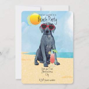 Summer Great Dane Beach Party Invitation Feestdagenkaart