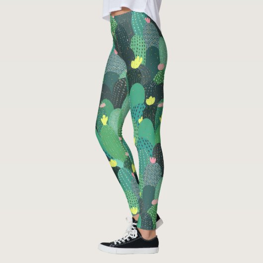 Summer Green Blauwgroen Cactus Gold stippen Cute D Leggings (Links)