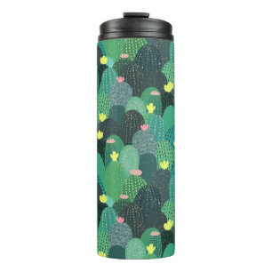Summer Green Blauwgroen Cactus Gold stippen Cute D Thermosbeker