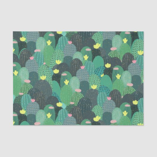 Summer Green Blauwgroen Cactus Gold stippen Cute D Tissuepapier (Voorkant)