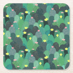 Summer Green Blauwgroen Cactus & Gold stippen Cute Kartonnen Onderzetters