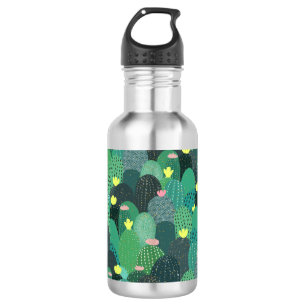 Summer Green Blauwgroen Cactus & Gold stippen Cute Waterfles