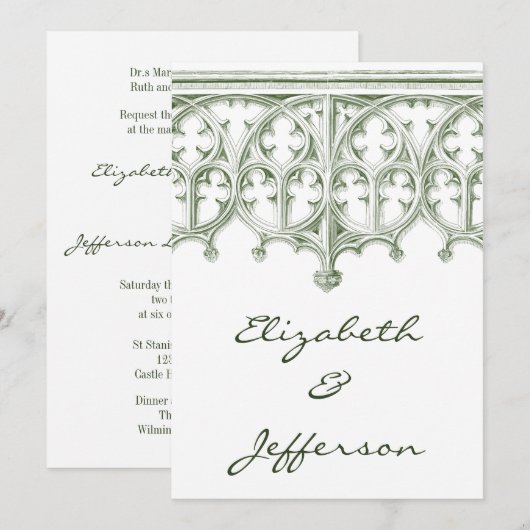 Summer Green Cathedral Wedding Invitation Kaart (Voorkant / Achterkant)