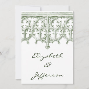 Summer Green Cathedral Wedding Invitation Kaart