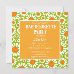 Summer Green en Sinaasappel Retro Daisy Bacheloret Kaart