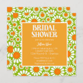 Summer Green en Sinaasappel Retro Daisy Vrijgezell Kaart (Voorkant / Achterkant)