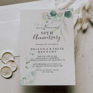 Summer Green Eucalyptus 50th Wedding Jubileum Kaart