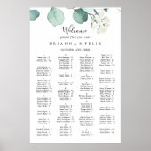 Summer Green Eucalyptus Alfabetical Seat Chart Poster (Voorkant)