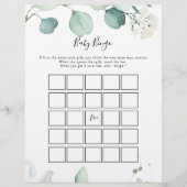 Summer Green Eucalyptus Baby Bingo Shower Game (Voorkant)
