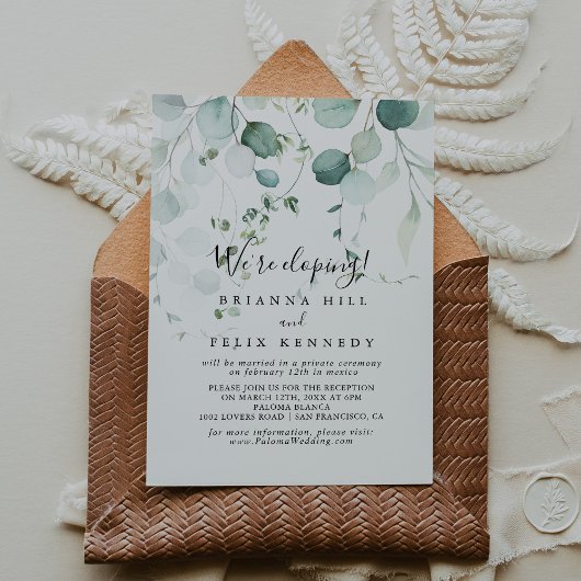 Summer Green Eucalyptus Elopement Reception Kaart