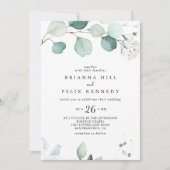 Summer Green Eucalyptus Foliage Casual Weddenschap Kaart (Voorkant)