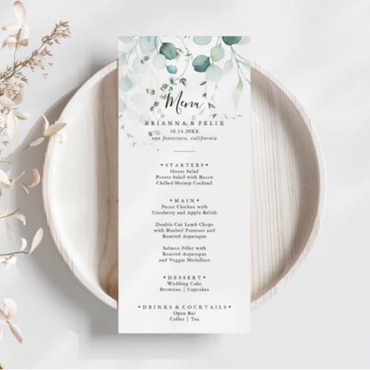 Summer Green Eucalyptus Foliage Dinner Menu