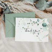 Summer Green Eucalyptus Foliage Flat Wedding Bedankkaart