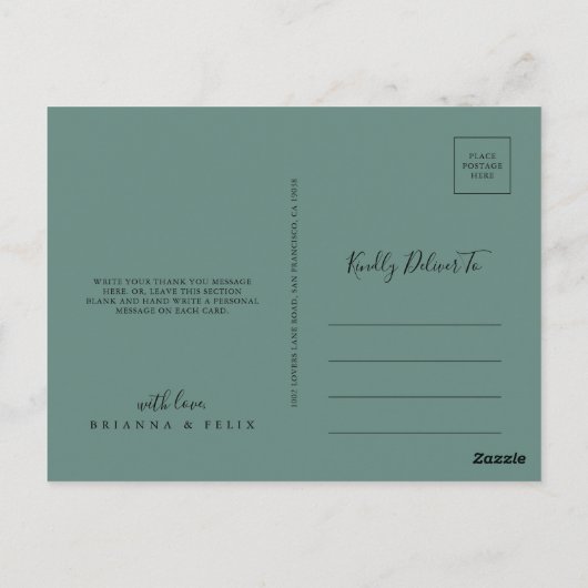 Summer Green Eucalyptus Foliage Hartelijk dank Briefkaart (Achterkant)