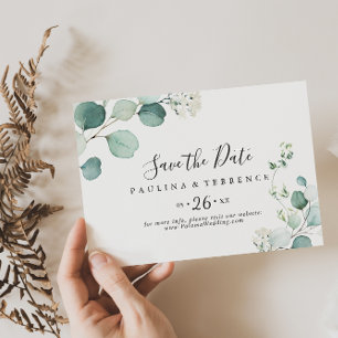 Summer Green Eucalyptus Foliage Horizontal Wedding Save The Date