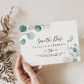 Summer Green Eucalyptus Foliage Horizontal Wedding Save The Date
