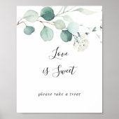 Summer Green Eucalyptus Foliage Love is Sweet Sign Poster (Voorkant)