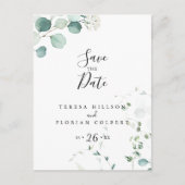 Summer Green Eucalyptus Foliage Save the Date Briefkaart (Voorkant)