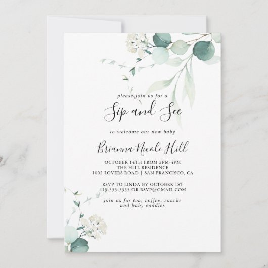 Summer Green Eucalyptus Foliage Sip en See Kaart (Voorkant)