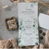 Summer Green Eucalyptus Foliage Weddenschap Drieluik Uitnodiging