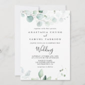 Summer Green Eucalyptus Front & Back Wedding Kaart (Voorkant)