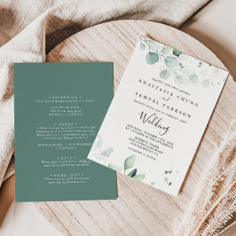Summer Green Eucalyptus Front & Back Wedding Kaart